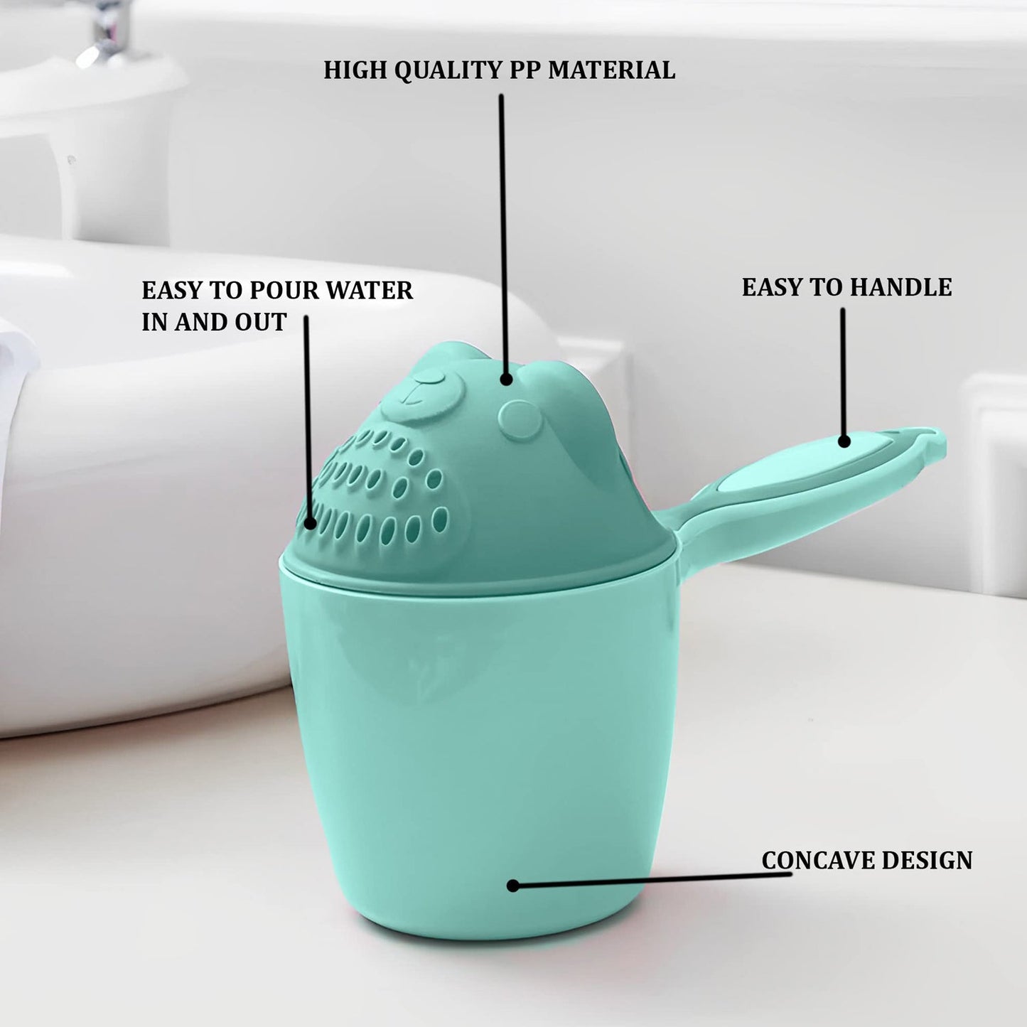 Baby Shampoo Shower Cup Safe Soft Bathing Water Scorpion Baby Bath Tumbler Hair Washing Mug Rainer Your Brand