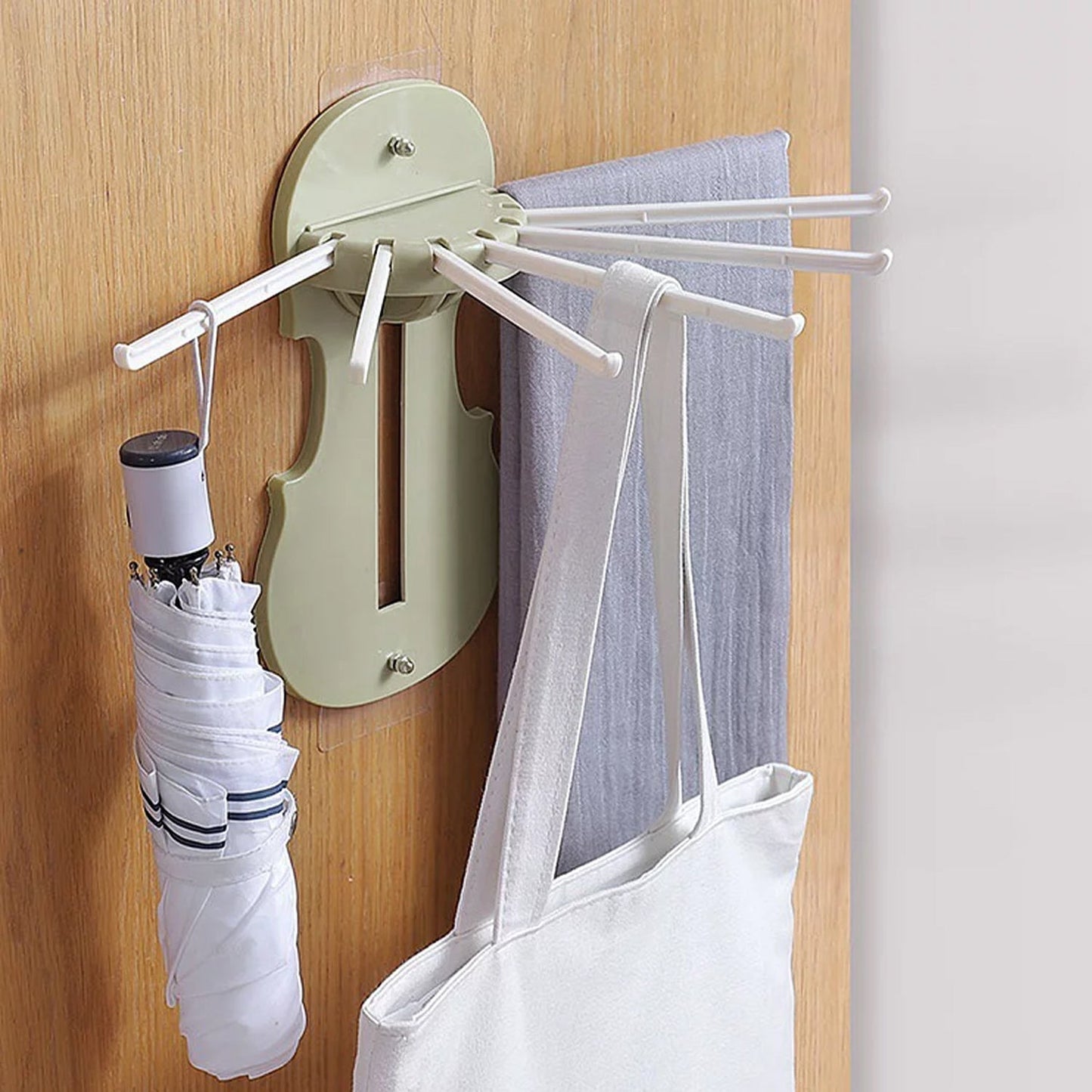 Plastic 7-in-1 Multifunction Retractable Wall-Mounted Pull-Out Hanger Rack Without Punching Hooks Up for Kitchen Bathroom Your Brand