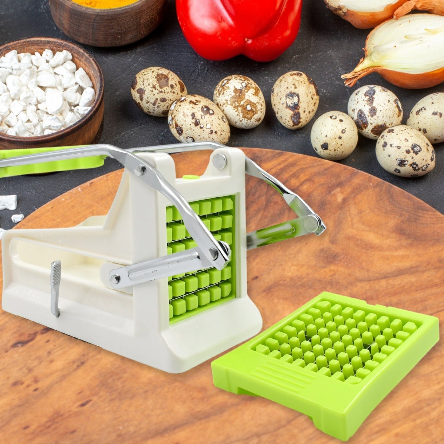 French Fry Cutter, Great with Vegetables, Potato Fries Cutter Professional Vegetable Cutter Stainless Steel Cutter Potato, Onions, Carrots, Cucumbers, Fruits Potato Cutter (1 pc) Your Brand