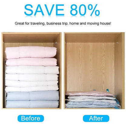 Vacuum Storage Bags with Suction Pump & Shirt clips - Vacuum Bags - Big Capacity Vacuum Seal Bags for Travel Clothes Blankets Pillows, Compression Bags | Space Saver Vacuum Storage Bags (5 Pcs Set) Your Brand