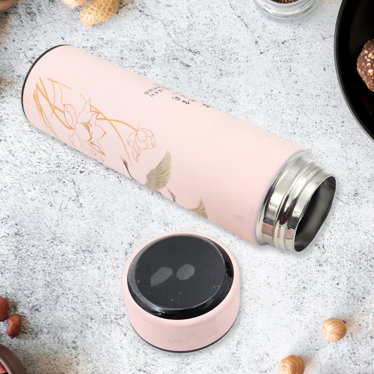 Printed Smart Vacuum Insulated Water Bottle with LED Temperature Display (1 Pc / 500 ML Approx / Multicolor) Your Brand