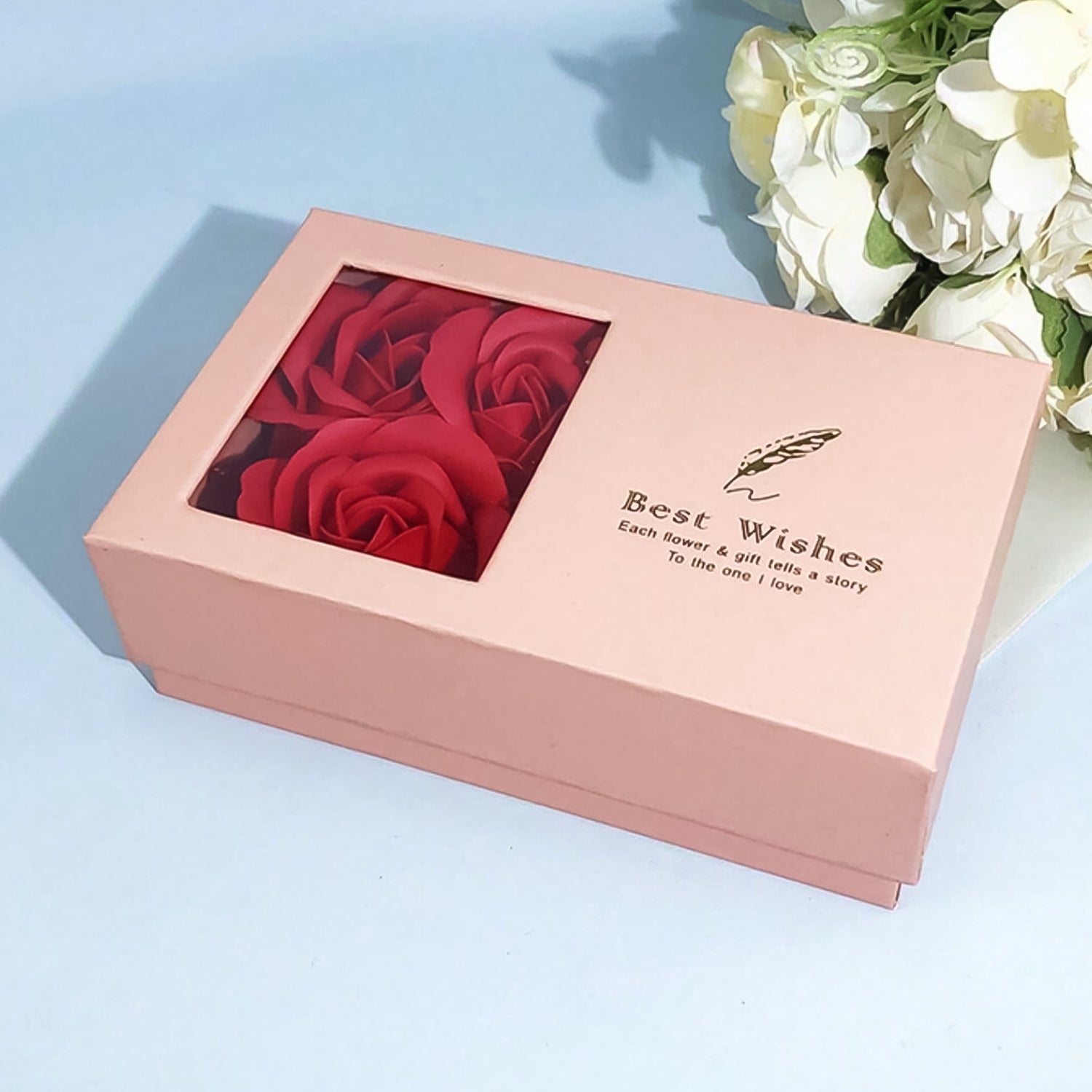 Jewellery Gift Box with Lids & Roses Packaging Box with 6 Roses (1 Set) Your Brand