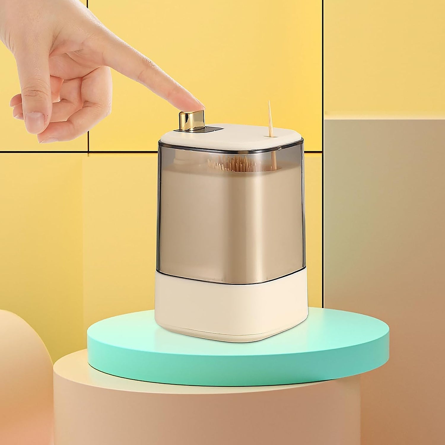 Toothpick Holder Dispensers, Automatic Toothpicks Container, Toothpicks Storage Dispensers Box, for Home Living room Kitchen Restaurant (1 Pc) Your Brand