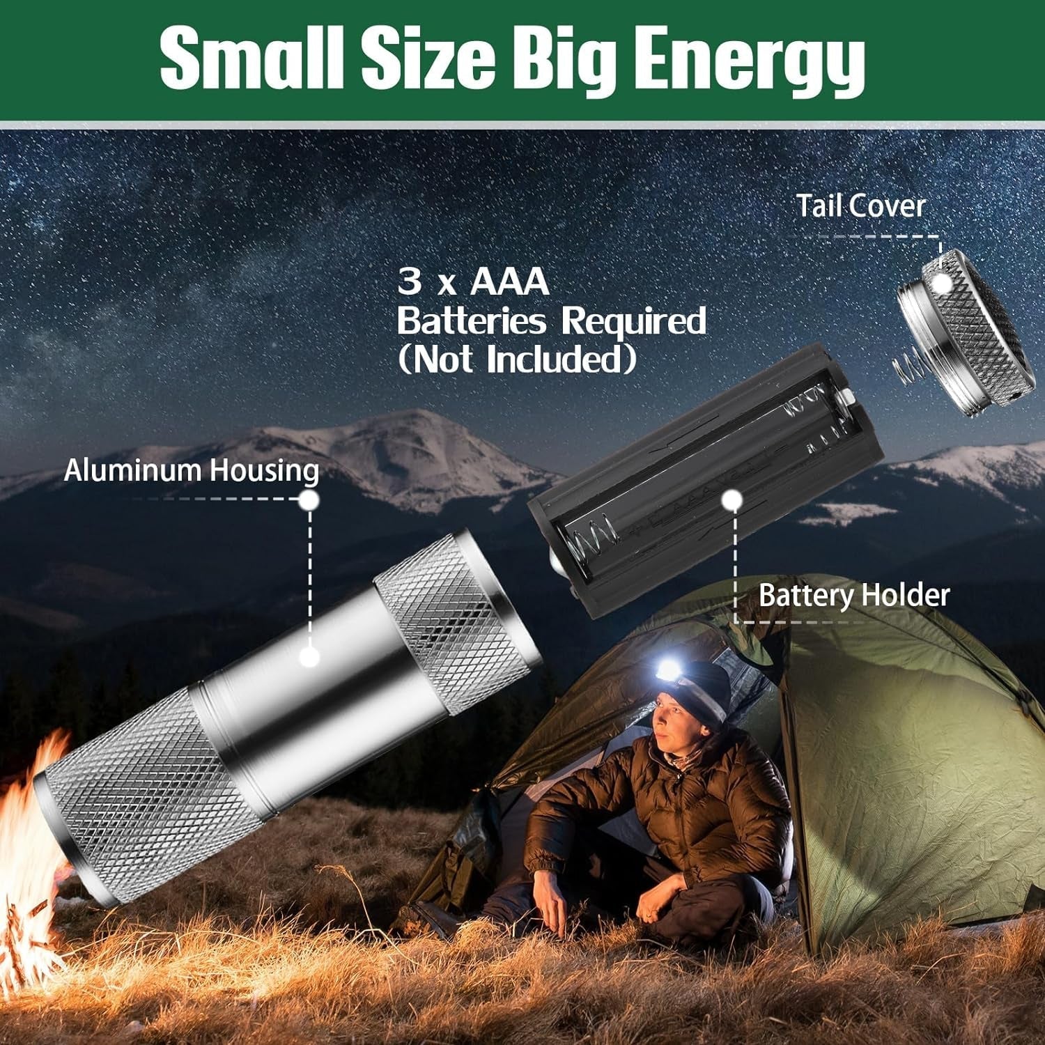 Portable Mini Torch, Super-Bright Mini 9 LED Bulb Pocket Torches - Torch Flashlight for Camping, Hiking, DIY, Travelling, Outdoors and More 3 Battery operated (Battery not included / 1 pc / Mix Color) Your Brand