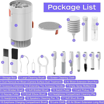Keyboard Cleaner Kit, 20-in-1 Laptop Phone Screen Cleaning Kit, Keyboard Cleaning Kit with Electronic Cleaning Brush Spray for AirPods Pro,  iPhone Pro, Camera, Computer Cleaning  Your Brand