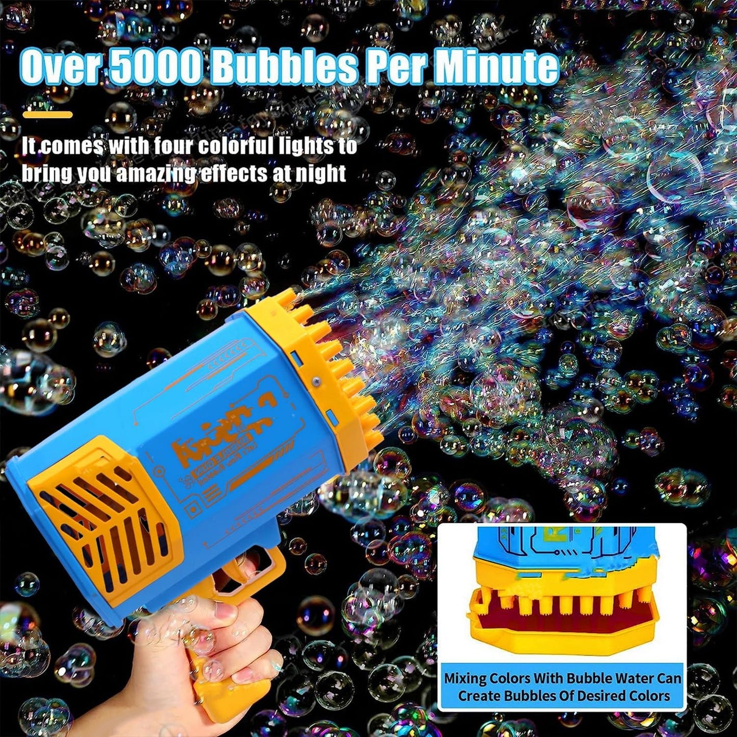 69 Holes Big Rechargeable Powerful Machine Bubble Gun Toys for Kids Adults, Bubble Makers, Big Rocket Boom Bubble Blower Best Gifts Your Brand