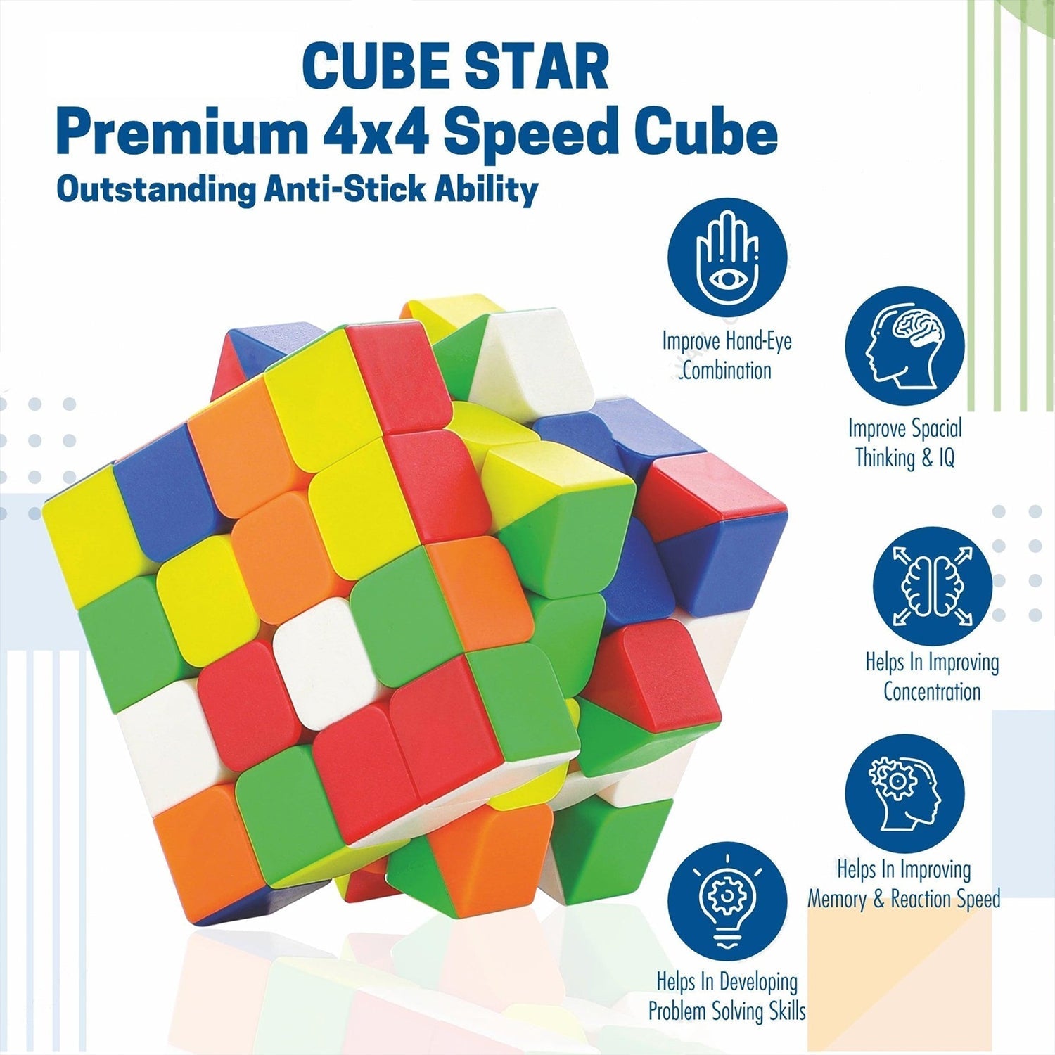Small Puzzles Cubes 4×4×4 High Speed Sticker Less Magic Cube Game, Kids and Professionals Magic Cube Puzzle Toy, Pack of 1, 8+ Years Your Brand