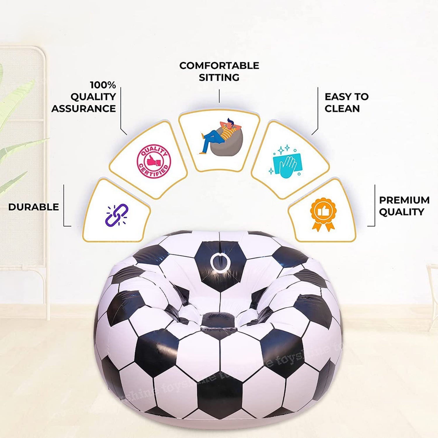 Foldable Sofa, Cartoon Style Inflatable Folding Chair, Ball Chair, Inflatable Sofa for Adults, Kids size (110cm x 80cm) Your Brand
