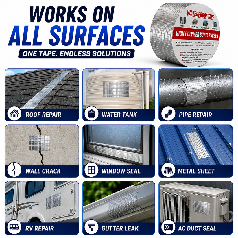 Leakage Repair Waterproof Tape For Pipe Leakage Roof Water Tape Leakage Solution Aluminium Foil Tape Shipeaso