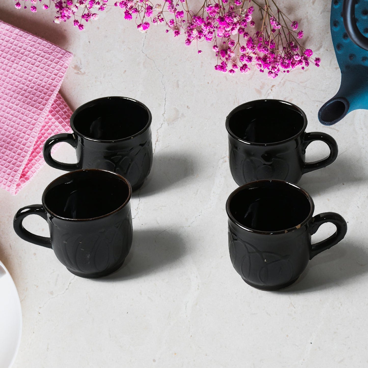 Pine Party Ceramic Tea / cups / Mug Set With Pineapple Shape Serving Bowl Milk Cup, Coffee Cup, Tea Cup, Breakfast Cup, Drinking Mug or Outdoor for Household, Gift for Birthday, Wedding Party (5 Pcs set) Your Brand