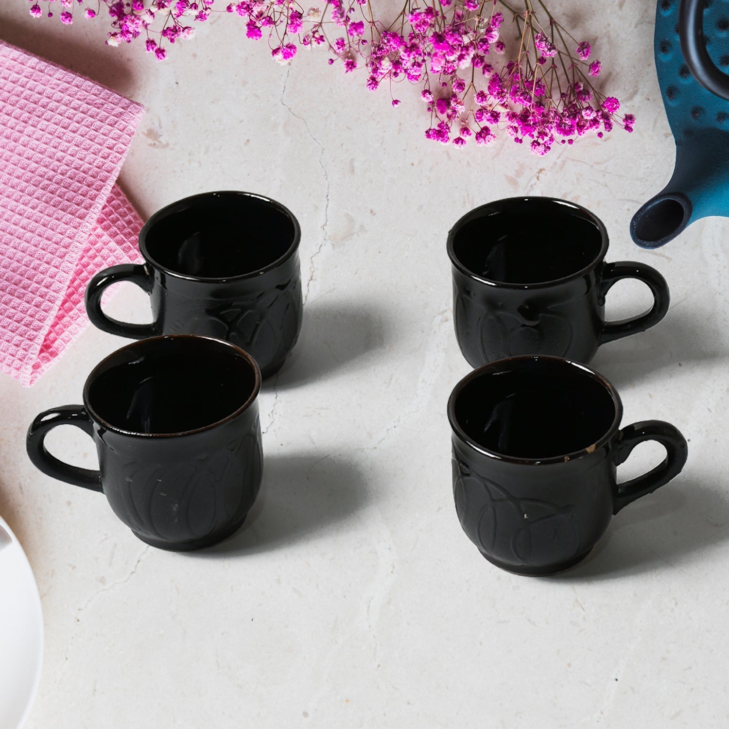 Pine Party Ceramic Tea / cups / Mug Set With Pineapple Shape Serving Bowl Milk Cup, Coffee Cup, Tea Cup, Breakfast Cup, Drinking Mug or Outdoor for Household, Gift for Birthday, Wedding Party (5 Pcs set) Your Brand
