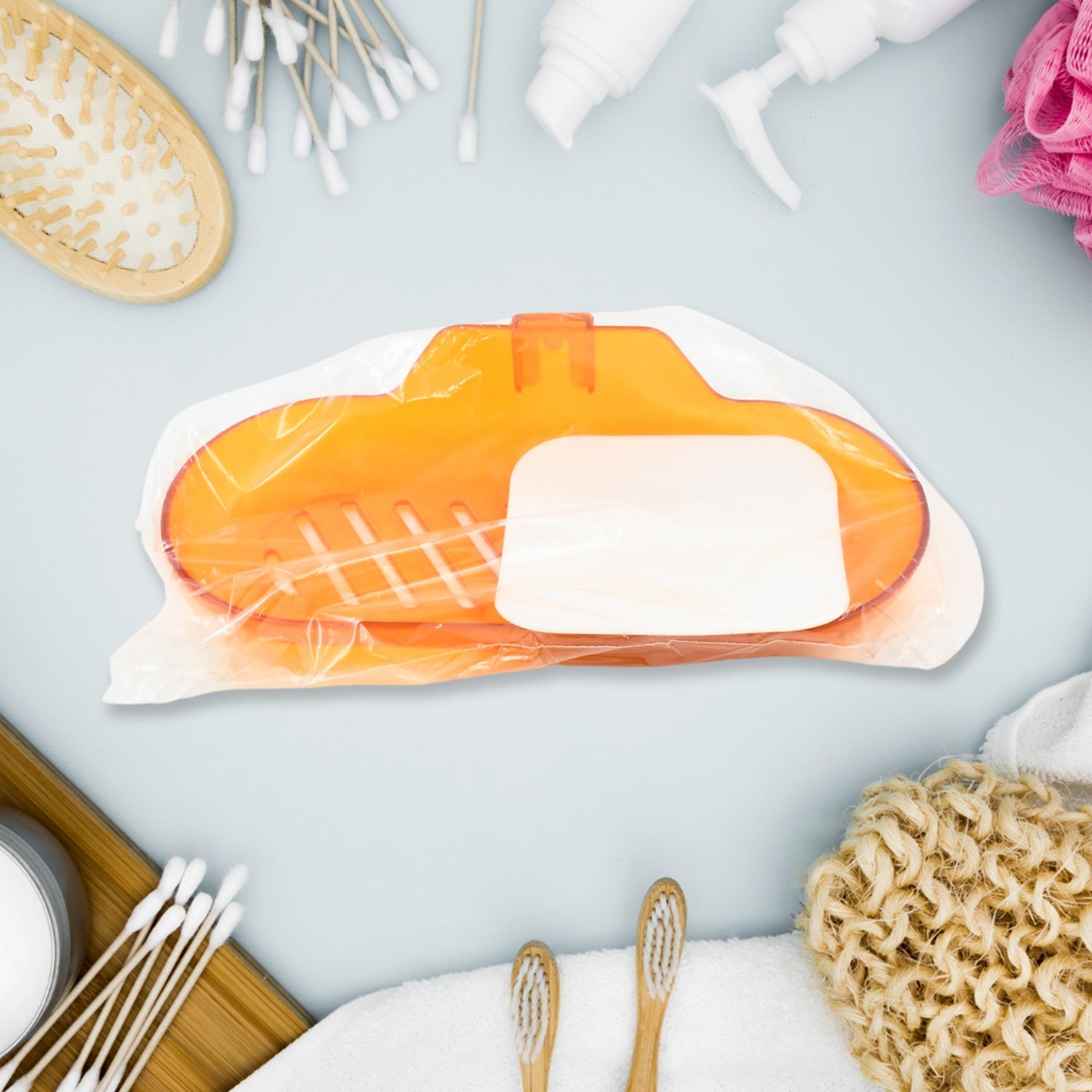 Plastic Soap Dish Holder for Bathroom Shower Wall Mounted Self Adhesive Soap Holder Saver Tray-Plastic Sponge Holder for Kitchen Storage Rack Soap Box, Bathroom (1 Pc) Your Brand