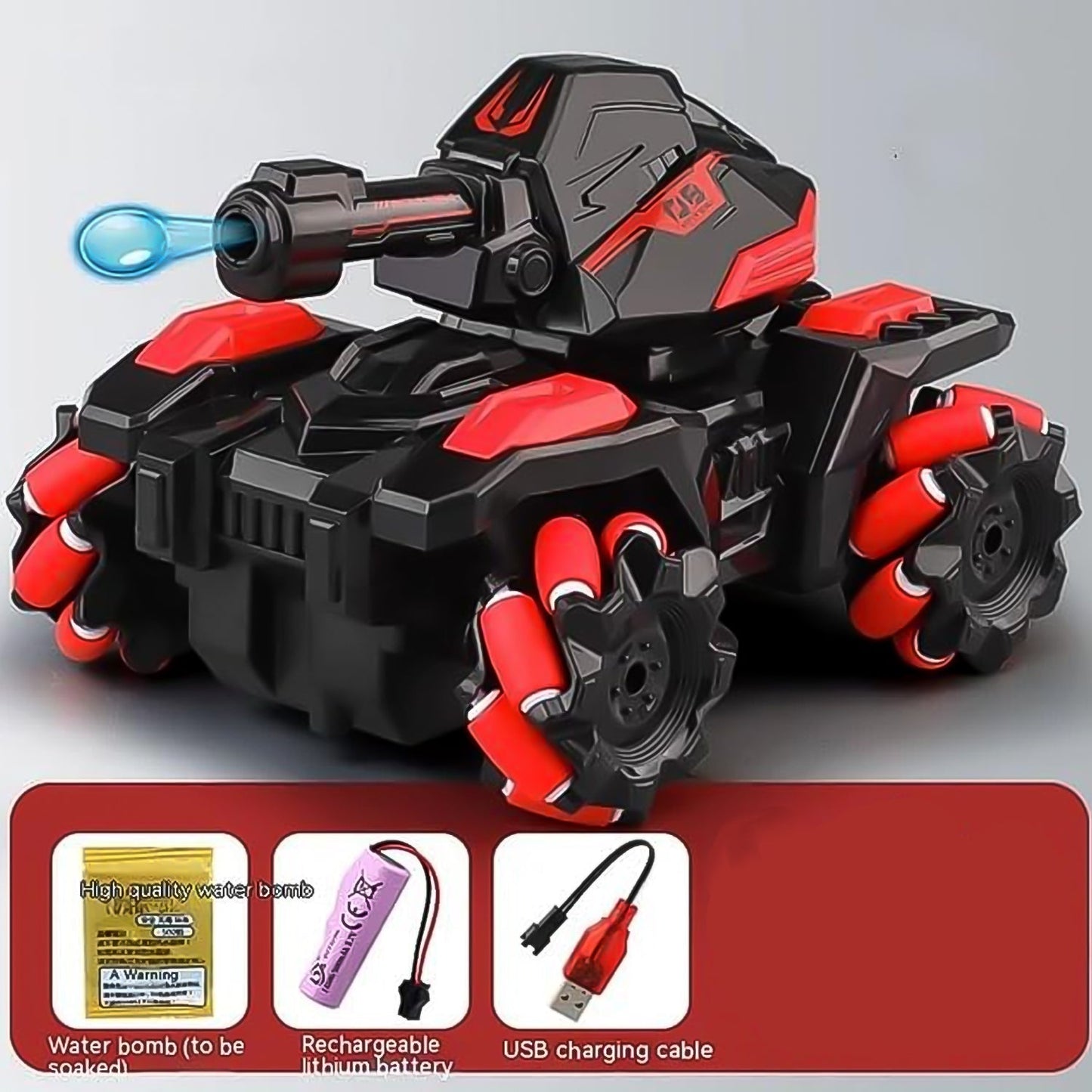 New Remote Control Vehicle 4wd Off Road Climbing Vehicle Water Bomb Armored Tank Battle Launcher Boys' Children's Toy Car (1 pc / With Remote) Your Brand