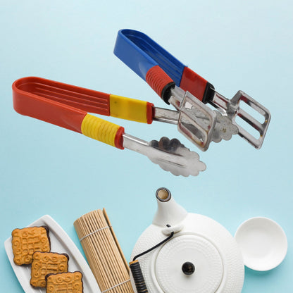 Stainless Steel Multipurpose Utility Tong / Serving Food Tongs / Tong for Kitchen and Bar / Frying, Clipping, Grilling Tong (2 Pcs Set) Your Brand