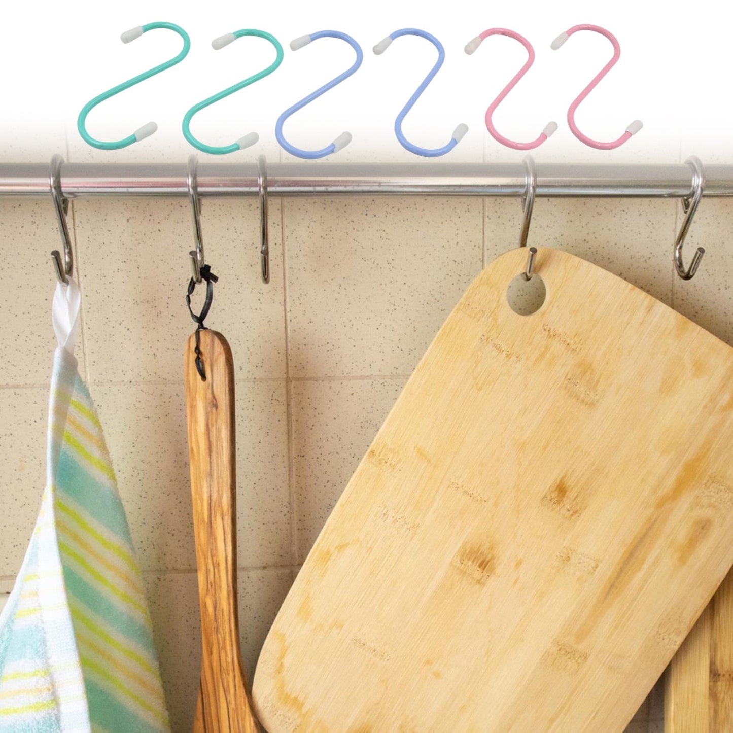 S Shape Metal Hooks for Hanging, Heavy Duty S Shaped Hooks for Hanging Clothes, Metal Hooks for Kitchen, Wardrobe, Work Shop, Bathroom, Garden, Office (6 Pcs Set) Your Brand
