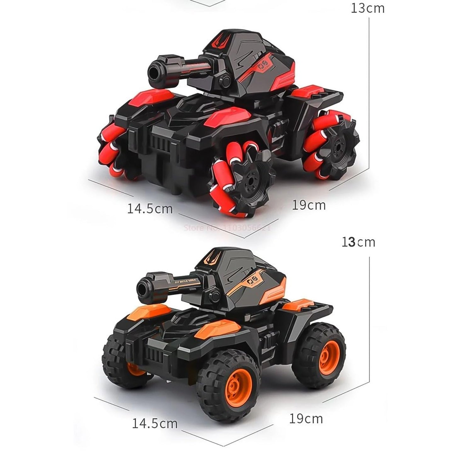 New Remote Control Vehicle 4wd Off Road Climbing Vehicle Water Bomb Armored Tank Battle Launcher Boys' Children's Toy Car (1 pc / With Remote) Your Brand