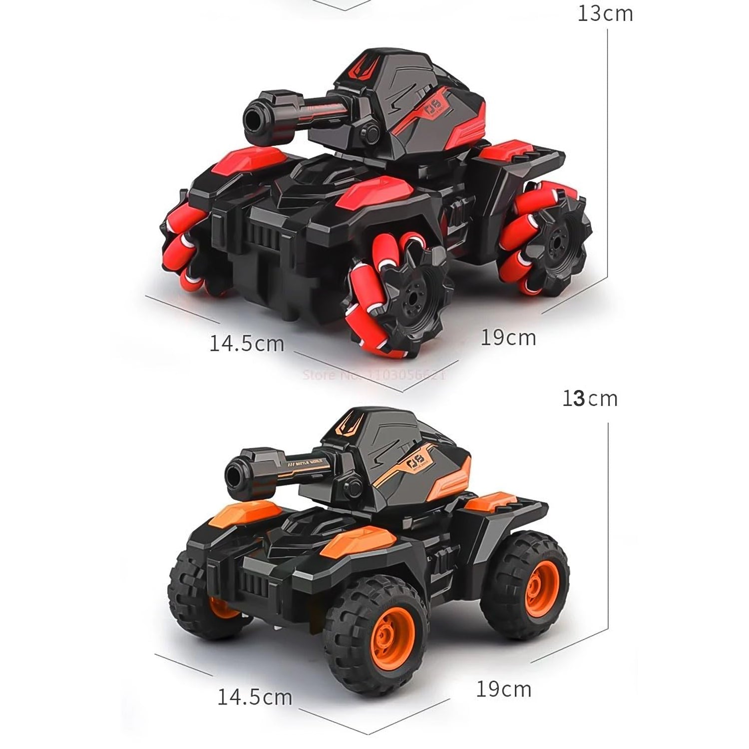 New Remote Control Vehicle 4wd Off Road Climbing Vehicle Water Bomb Armored Tank Battle Launcher Boys' Children's Toy Car (1 pc / With Remote) Your Brand