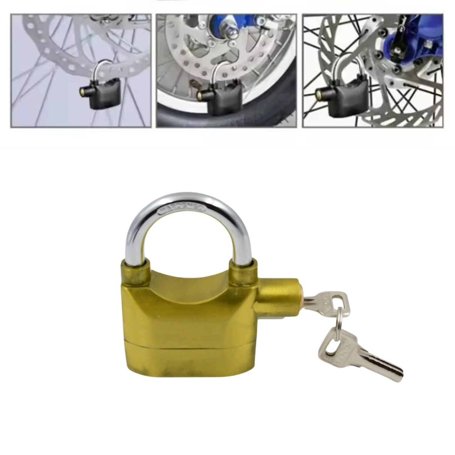 Security Alarm Metallic Lock System with 3 Keys (1 Set / Mix Color) Your Brand