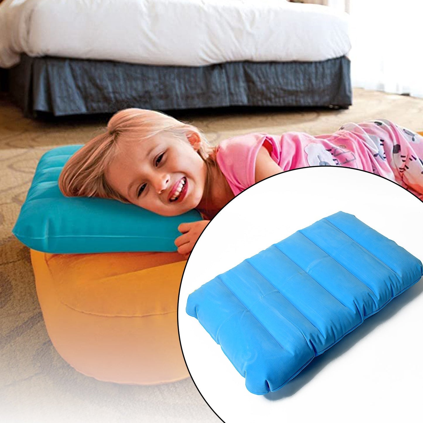 Inflatable Camping Pillows, Travelling Air Pillow Soft Comfortable Air Inflatable Travel Pillow  (48×30 Cm / 1 pc) Your Brand