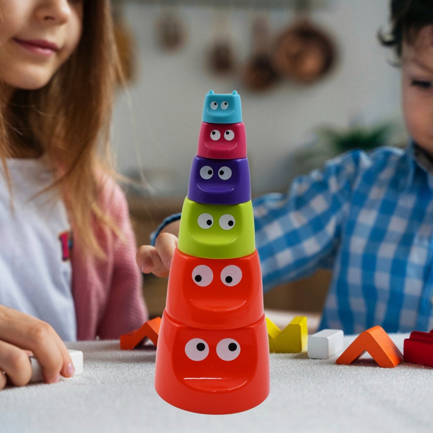 Monster Cups - Activity Toy for Babies 5+ Months Plastic Multicolor Infant & Preschool Toys Develops Motor & Reasoning Skills Birthday Gifts for Boys Girls Age 5+ Months Kids (1 Set) Your Brand
