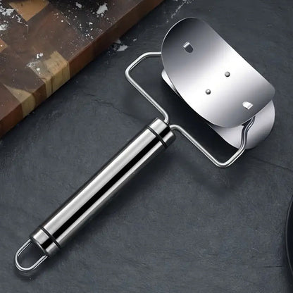 Multifunctional Easy and Fast Stainless Steel Puri cutter roller Machine with Handle for Home Baking Tools for Women, Dough Circle Roller Cutter for Kitchen (1 pc) Your Brand
