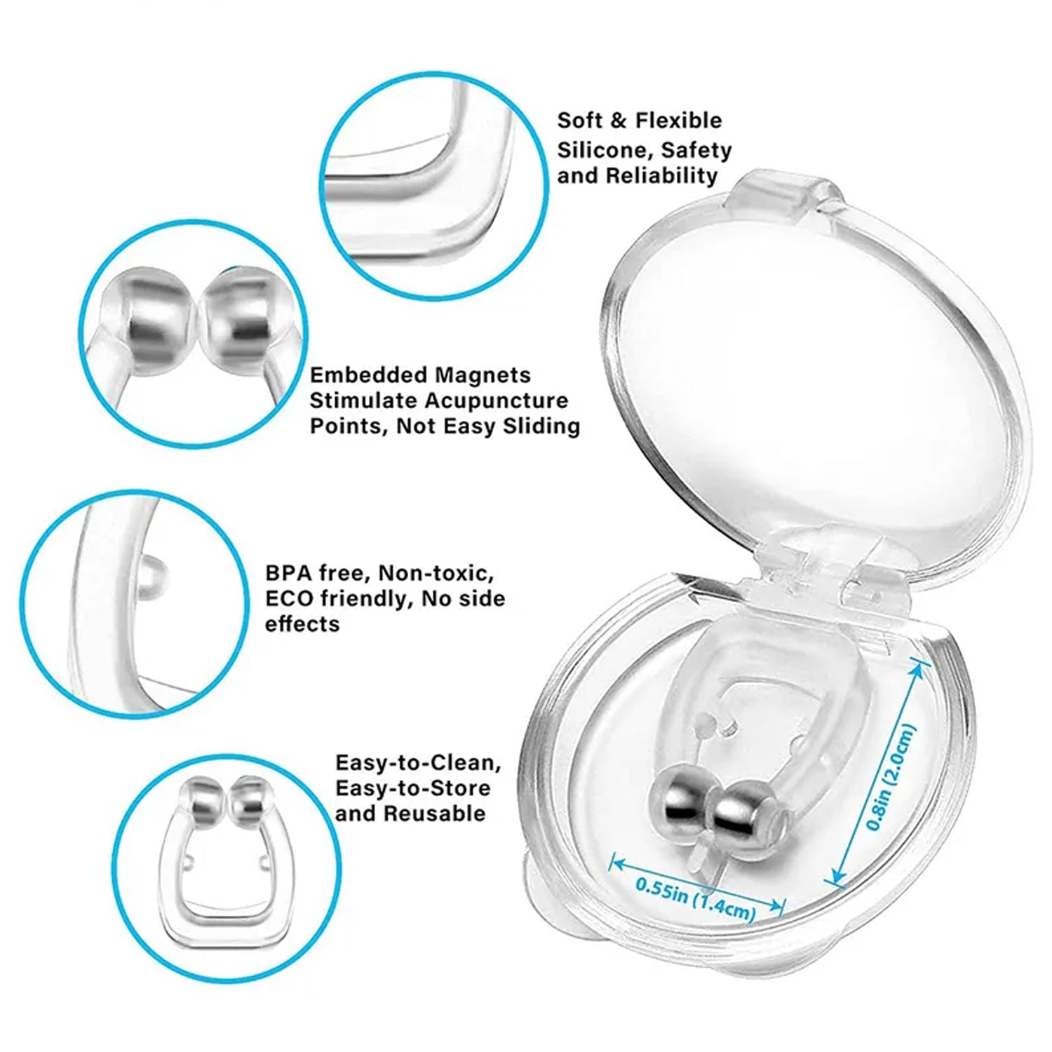 Anti Snore device for men and woman Silicone Magnetic Nose Clip For heavy Snoring sleeper, Snore Stopper, Anti Snoring Device (1 Pc) Your Brand