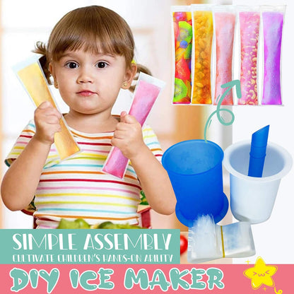 Homemade Popsicle Maker Manual Ice Cream Machine With Approx 20 Pcs Packing Bag Popsicle Mold Convenient Maker Manual Ice Cream Machine For Kids Adults DIY, Reusable Your Brand