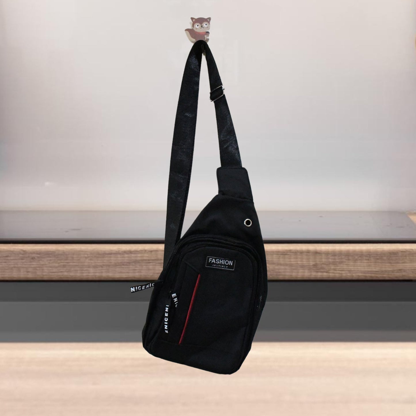 Waterproof Anti Theft Cross-body fanny pack waist bag, Shoulder Bags Chest Men Casual fashion USB Charging hook Sling Travel Bag (1 Pc / Black & Grey Color) Your Brand