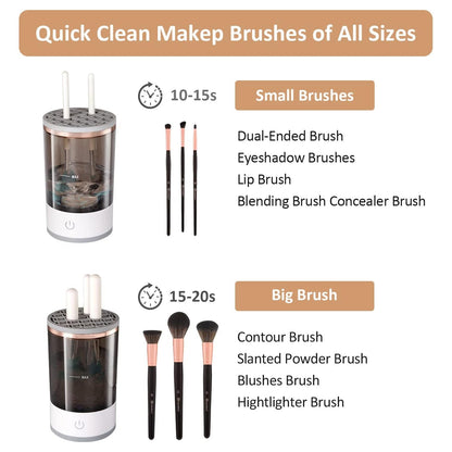 Automatic Makeup Brush Cleaner Fast Electric Brush Cleaner Hand Free Machine Super Clean Brush Washer & Brushes Organizer Tool (1 Pc) Your Brand