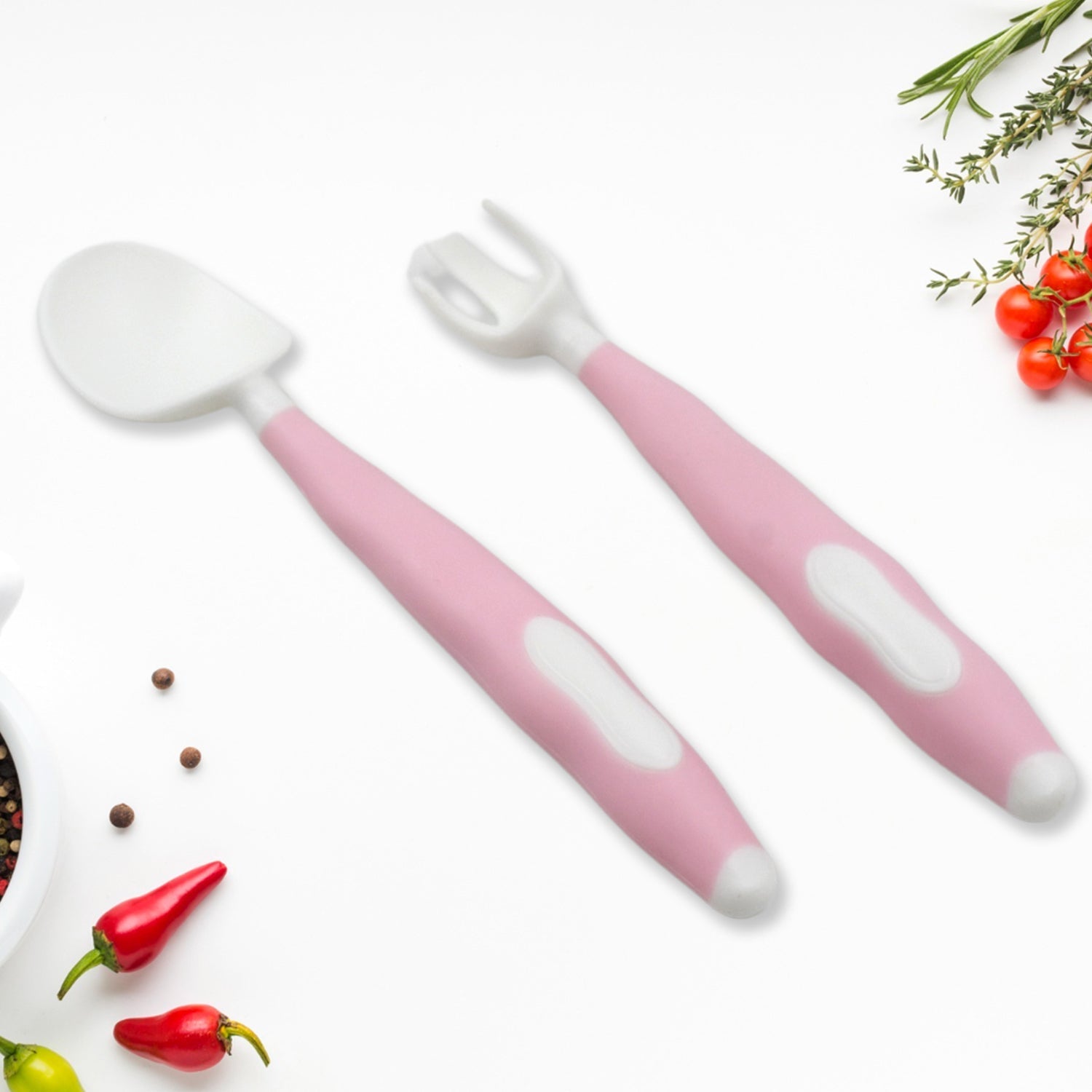 Silicone Bendable Kids Feeding Spoons And Forks, Toddler Utensils with Travel case, Baby Spoon and Fork Set for self-Feeding Learning Bendable Handle for Kid Children Toddlers (2 Pc Set) Your Brand