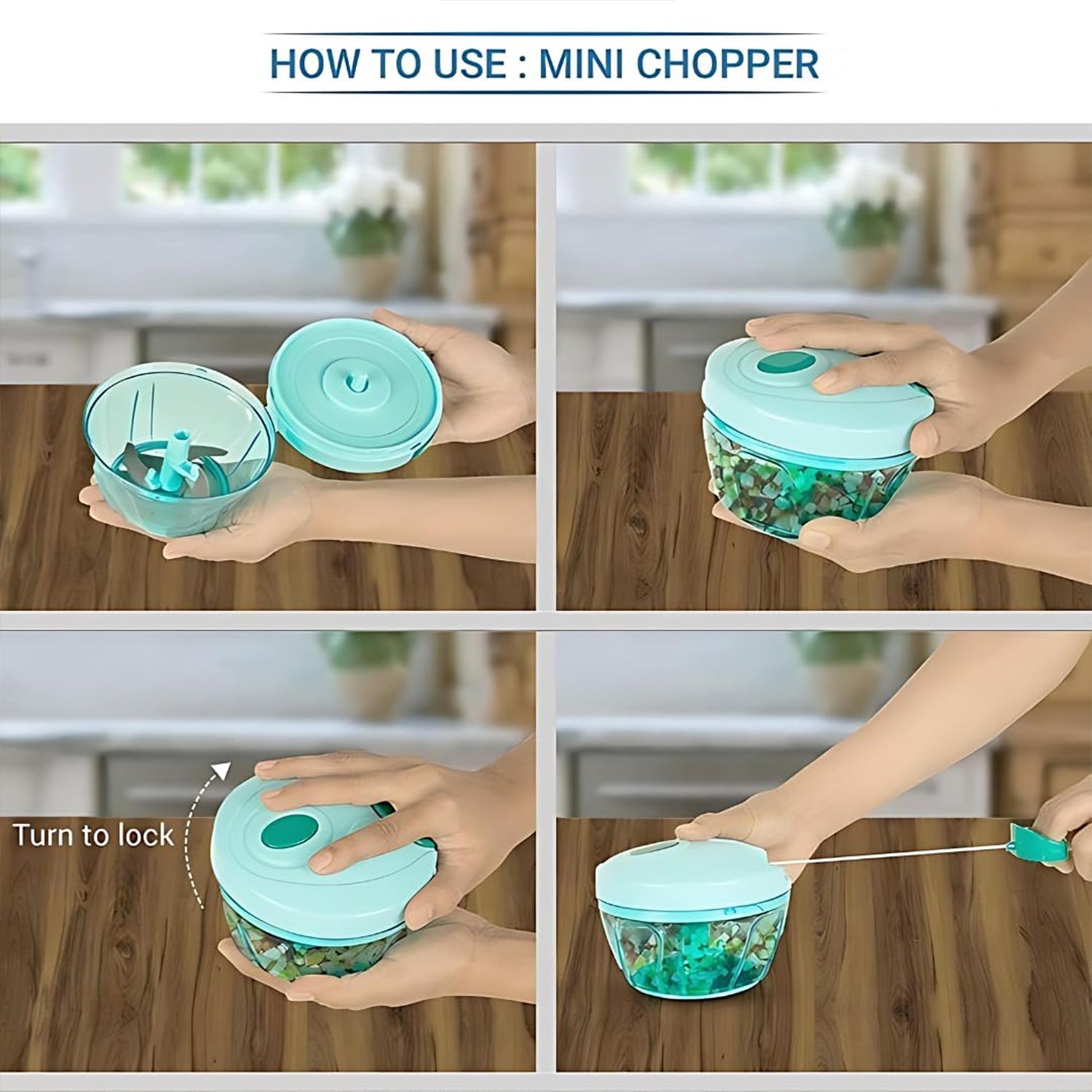 3 Blades Handy Chopper and Slicer Used Widely for chopping and Slicing (450 ML / 1 Pc) Your Brand