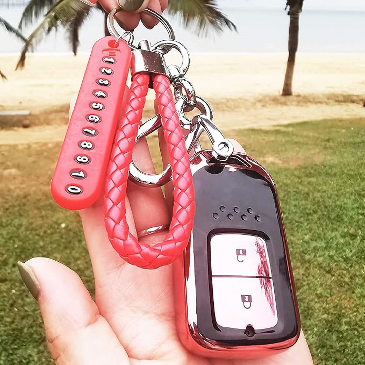 Anti-Lost Keychain with Number Plate – 1 Pc