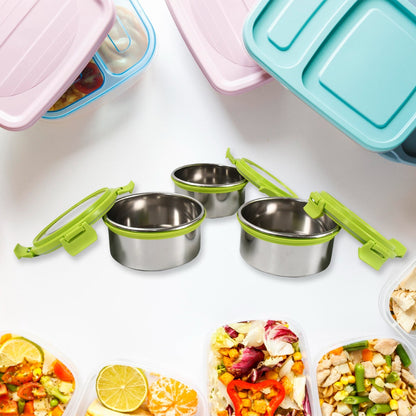 Stainless Steel Tiffin Lunch Box Container / Dabba with 4 Side Clip Lock Lid for Office & School Use/ Food Grade / Air Tight / Easy to Carry / Leak Proof Your Brand