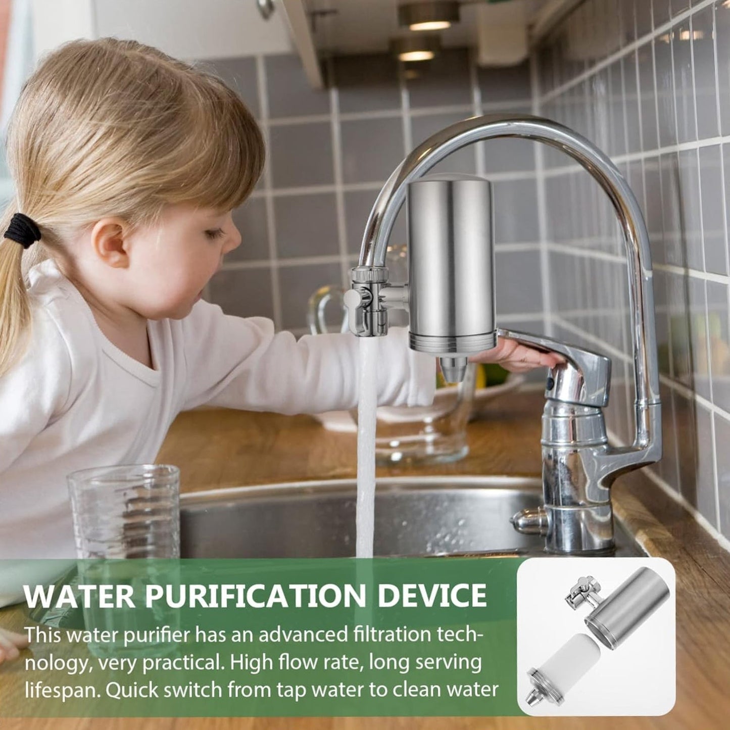 304 Stainless Steel Faucet Mount Water Filter, Water Purifier (1 Set) Your Brand
