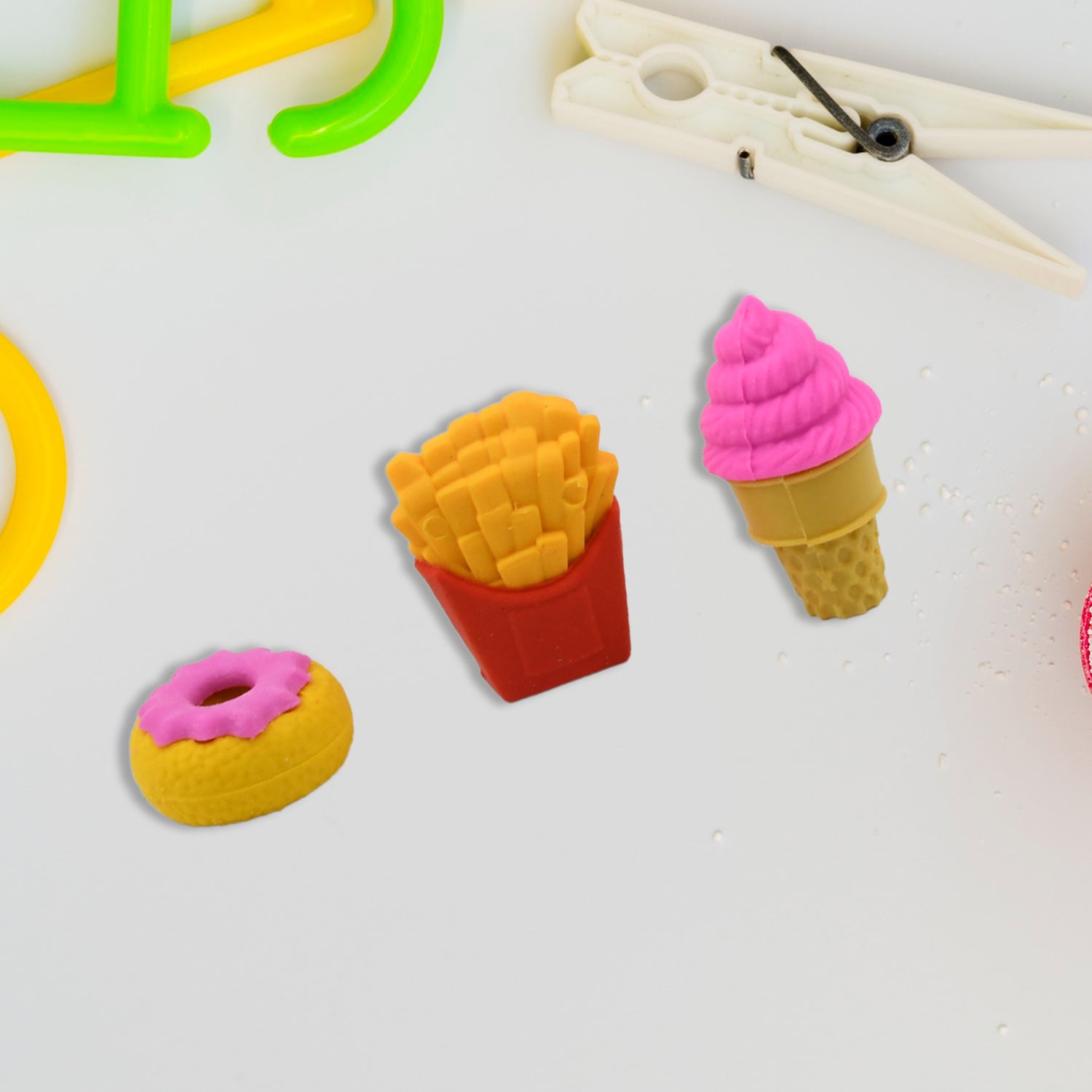 3D Food Fancy & Stylish Colorful Erasers, Mini Eraser Creative Cute Novelty Eraser for Children Different Designs Eraser Set for Return Gift, Birthday Party, School Prize (1 Set / Mix Design & Color) Your Brand