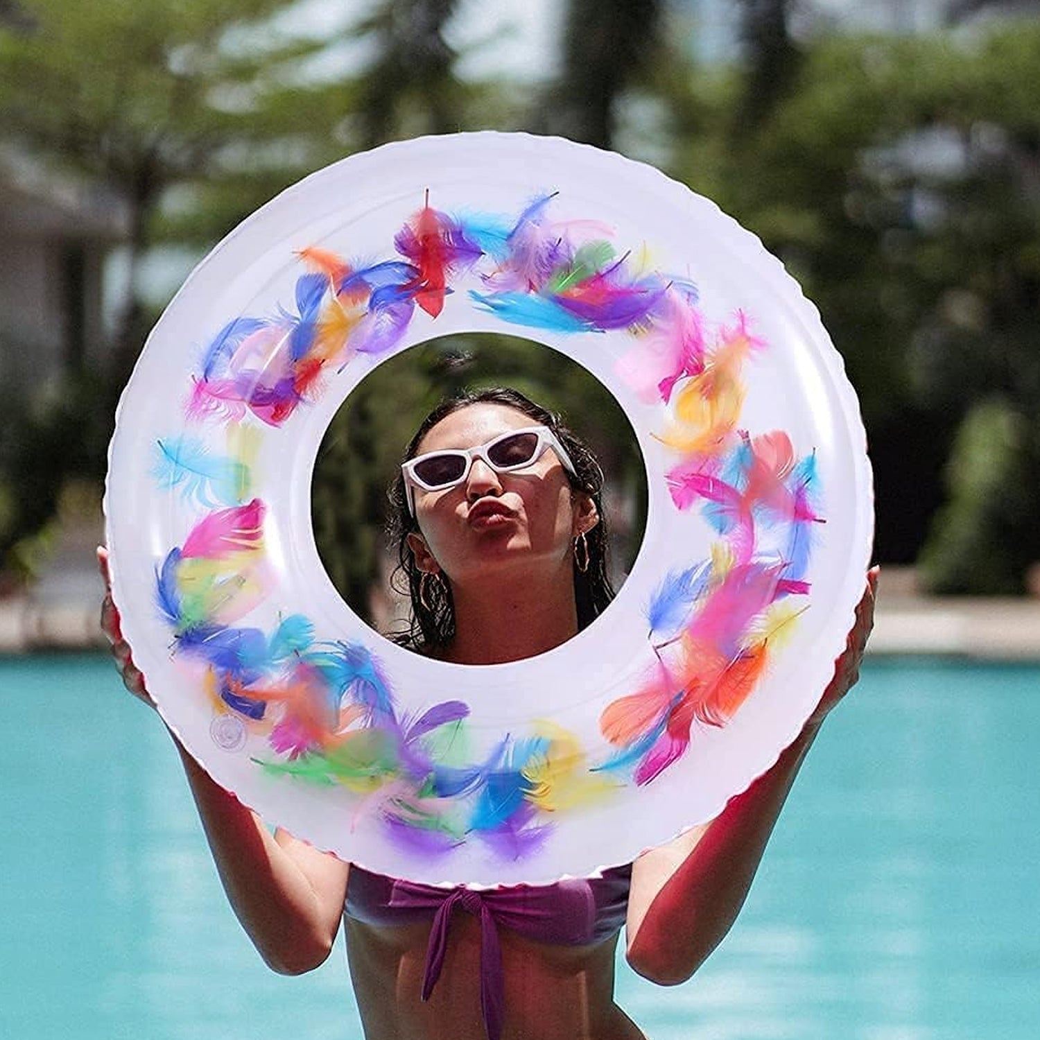 Swim Ring, For children, Conveniently Portable, Feathers, Swimming Ring, For Water Play, For Beaches, Swimming, Summer Vacation (1 Pc) Your Brand