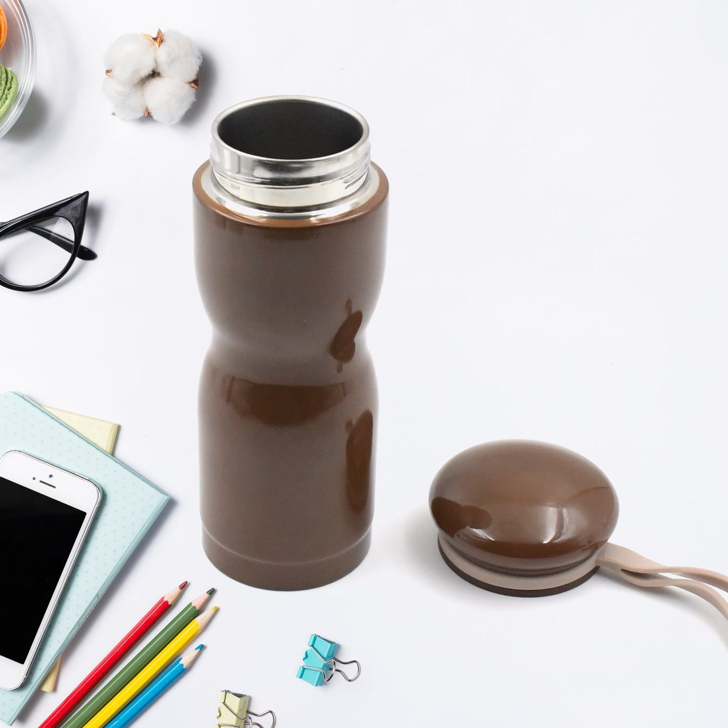 Stainless Steel Flask Water Bottle With Dori Easy To Carry, Fridge Water Bottle, Leak Proof, Rust Proof, Hot & Cold Drinks, Gym BPA Free Food Grade Quality, For office/Gym/School (280 ML) Your Brand