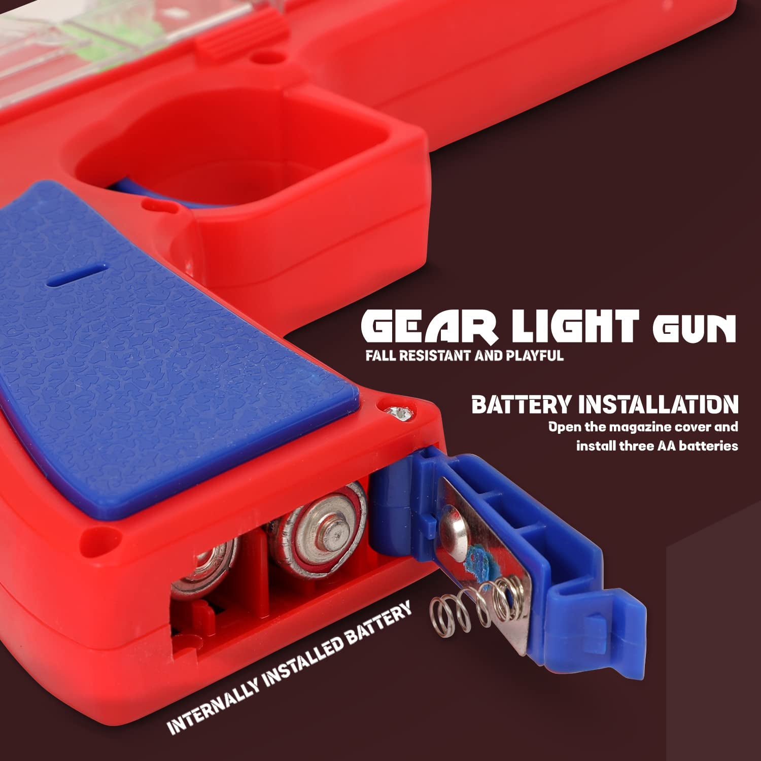 Plastic Gear Simulation Toy Gun for Kids, Pretend Play Gun Toys with 3D Flashing Lights and Exciting Music, Electric Laser Toy Guns with Rotating Gear Mechanism, Toy for Birthday Gift for Kids 3+ Years (Pack of 1) Your Brand