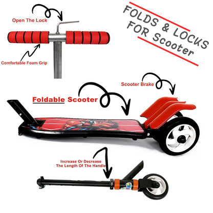 Basic Kids Ride On Leg Push Scooter for Boys and Girls (4 - 8 Years Old Kids) Foldable Scooter Cycle with Height Adjustment for Boys and Girls Multicolor (1 Pc / 3 Wheel)  Your Brand