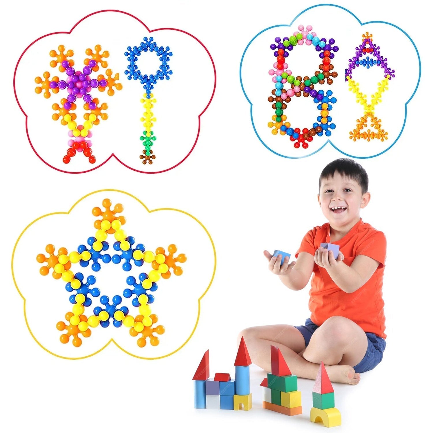 Star Shaped, Star Block Interlocking Blocks Colorful Star Building Blocks (100 Pcs Set) Your Brand
