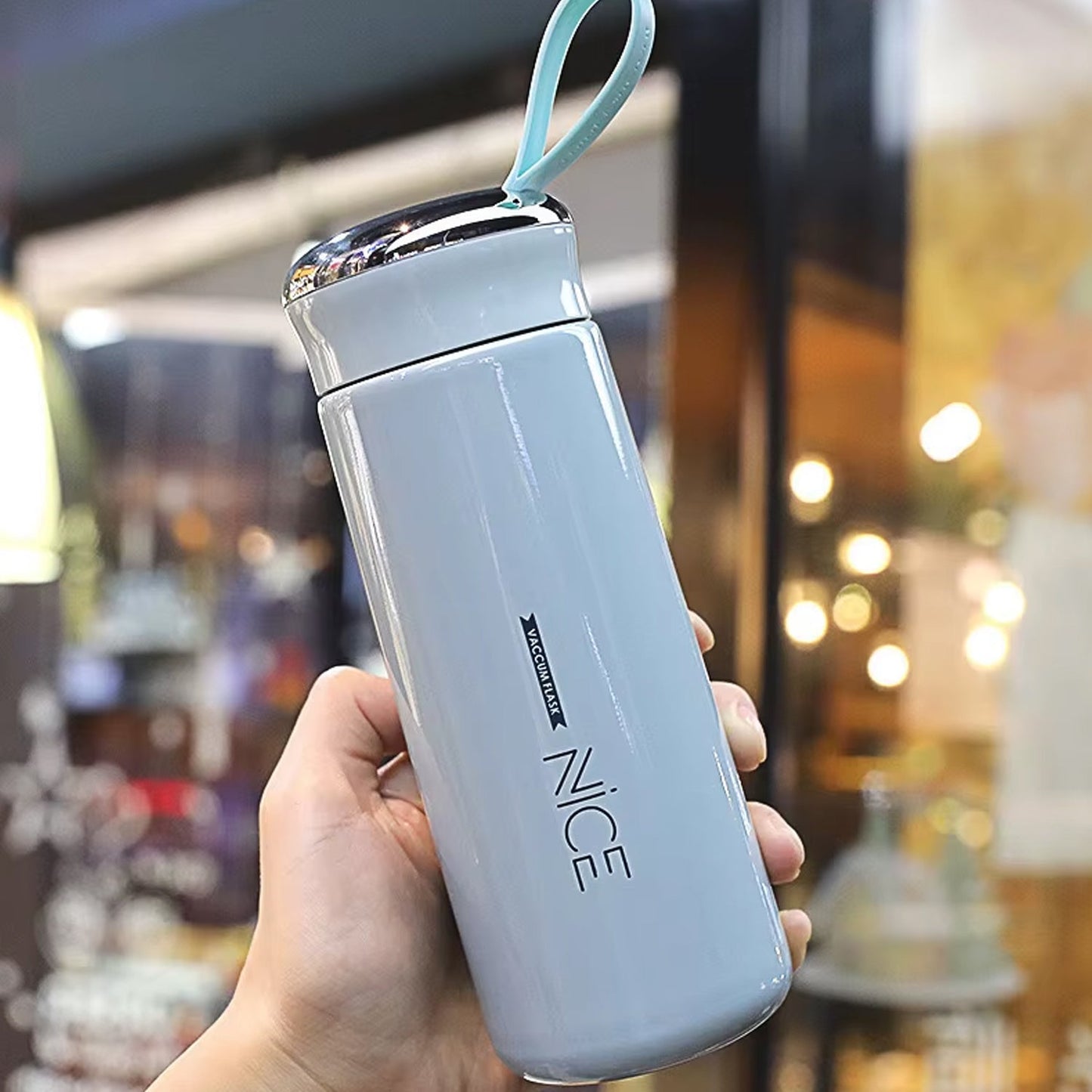 Water bottle 400ml leak proof, glass water bottle with   (1 pc / Light Blue Color)