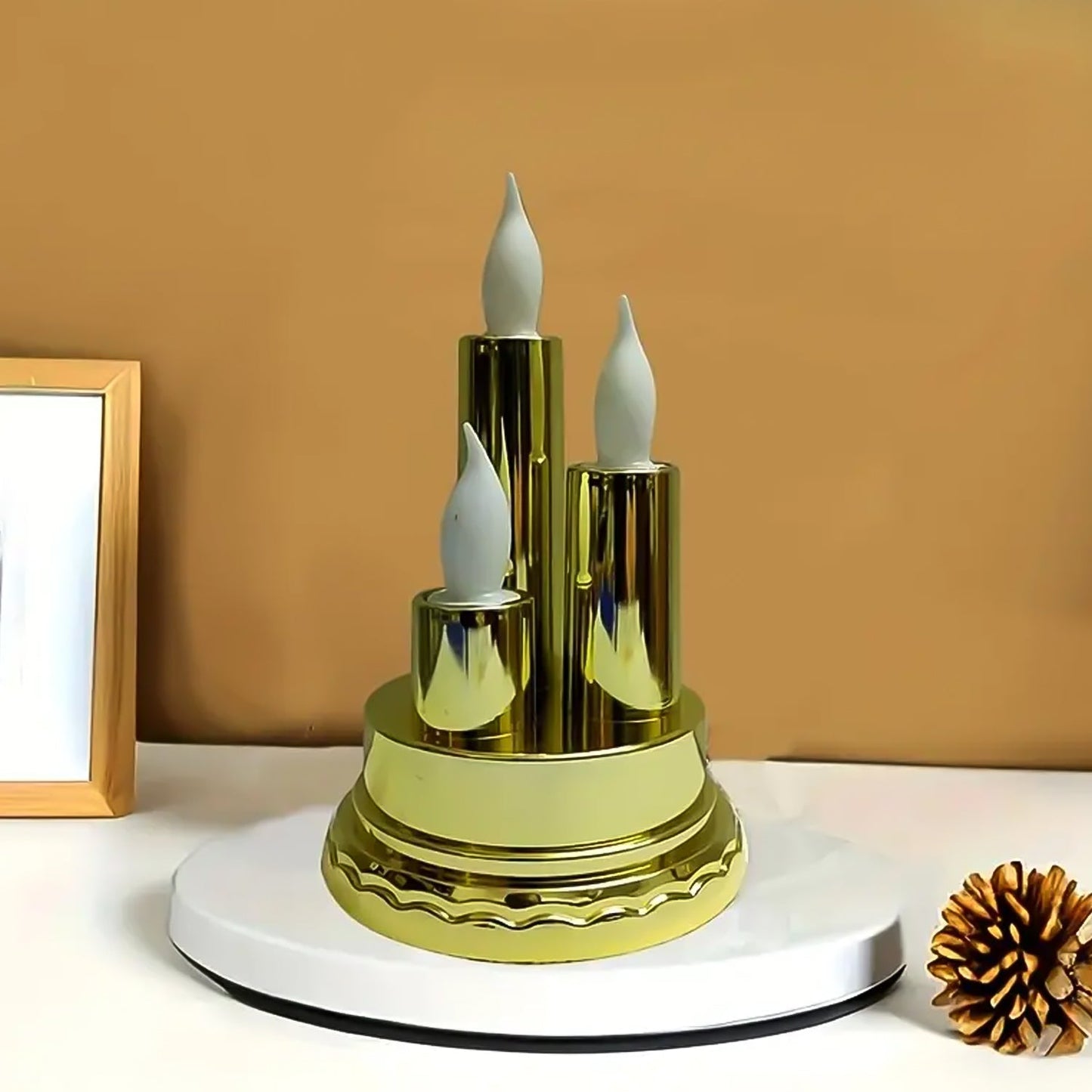 LED Flameless Candle Lamp with Triple Candle Design (1 Pc)