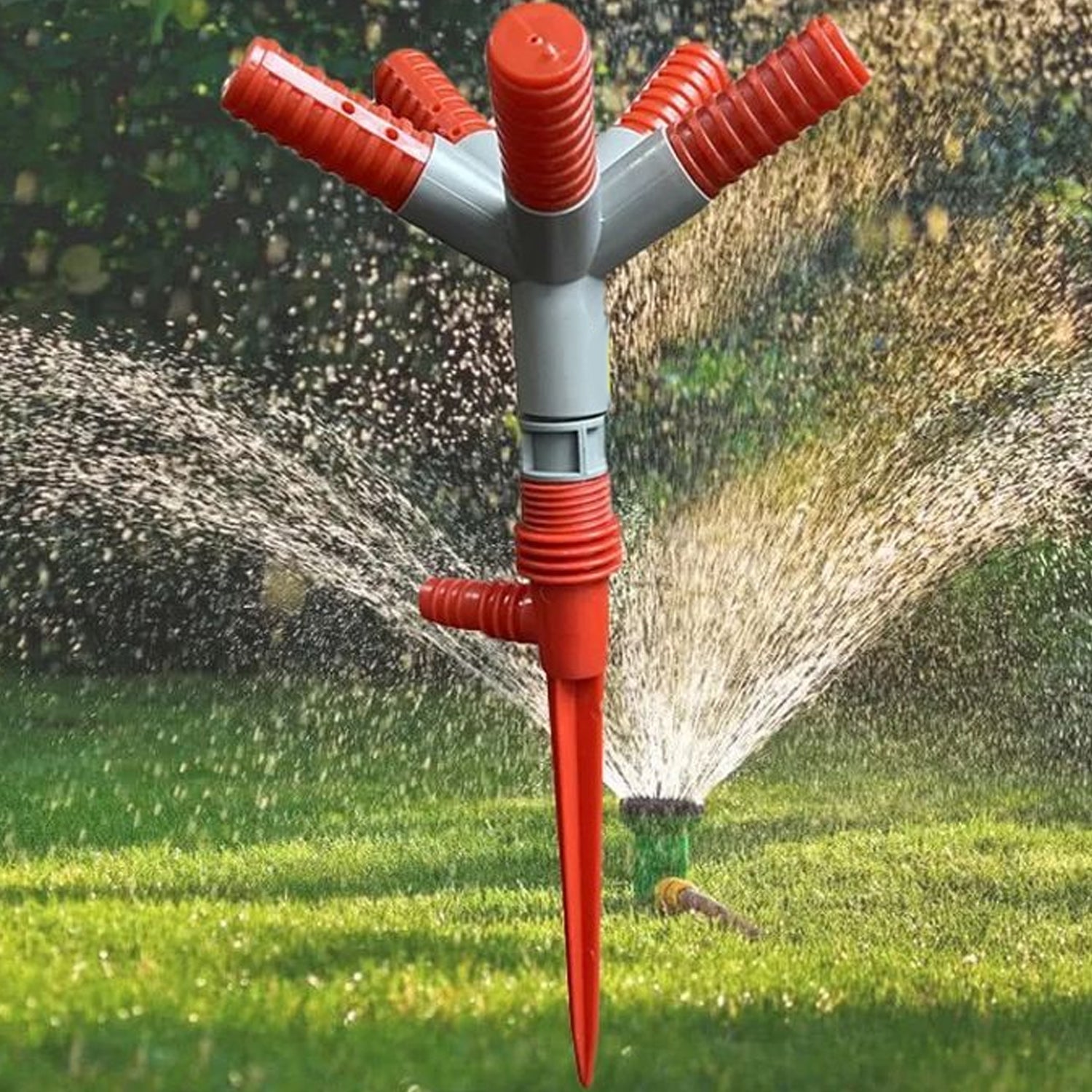 Garden Sprinkler 360° Rotating Adjustable Round 5 Arm Lawn Water Sprinkler for Watering Garden Plants / Pipe Hose Irrigation Yard Water Sprayer Your Brand