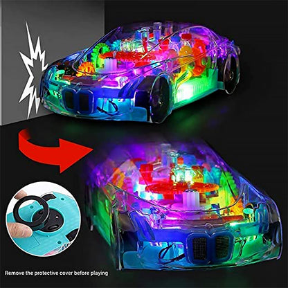 Automatic 360 Degree Rotating Transparent Gear Concept Car with Musical and 3D Flashing Lights Toy for Kids Boys & Girls (Multicolor / Battery Not Included) Your Brand