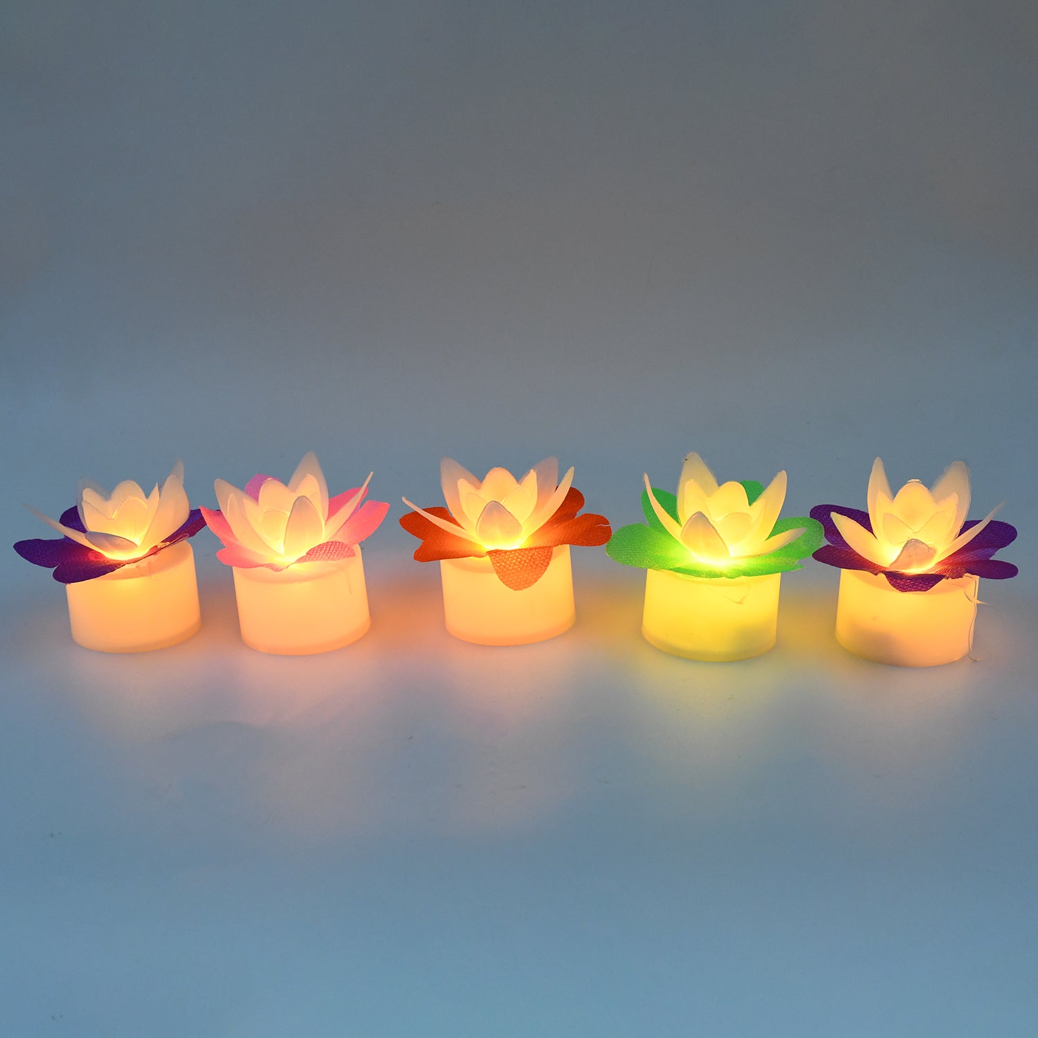 Decoration Candles/Led Diwali Decor Lotus Flower Candle (5 Pc) Your Brand
