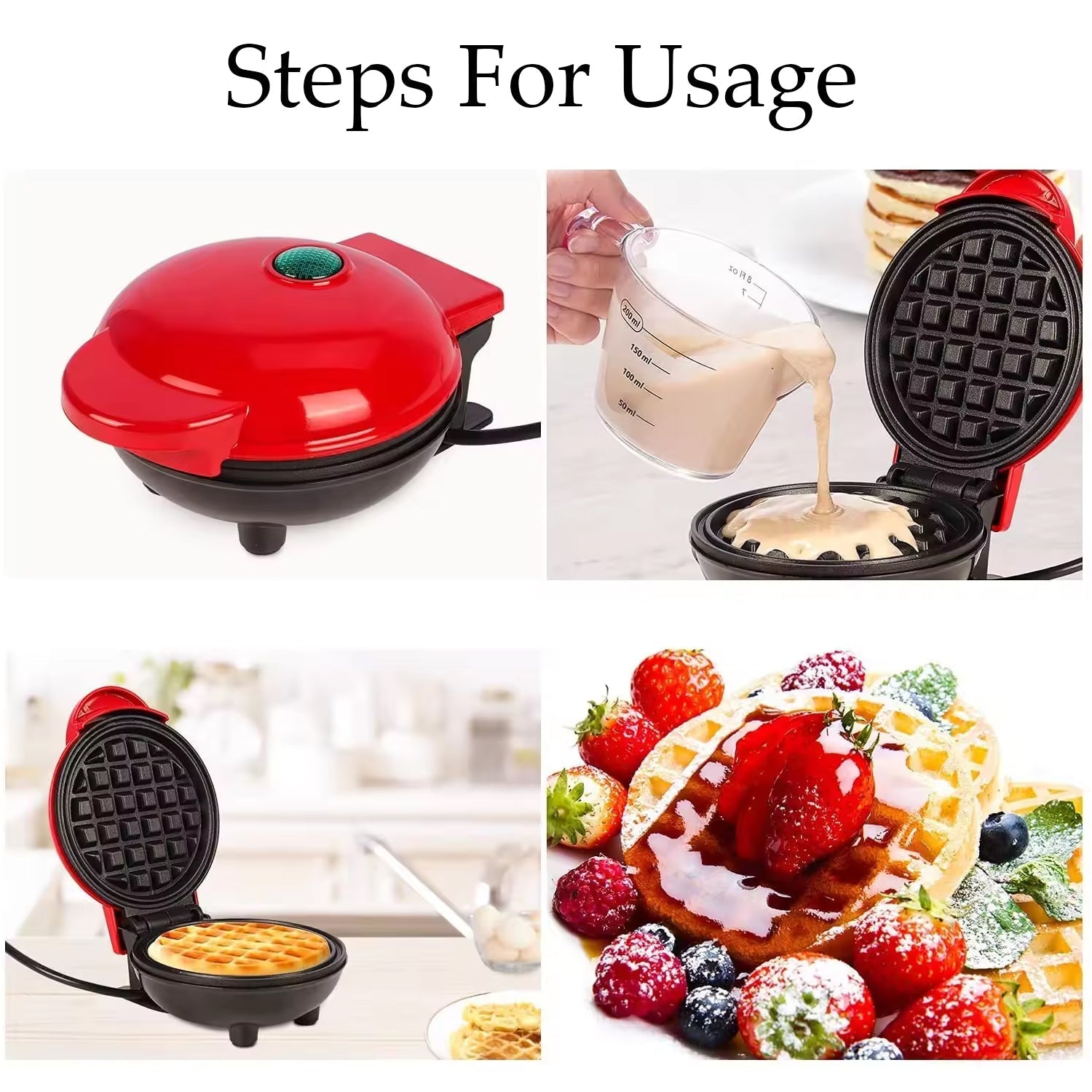 Mini Waffle Maker Machine Waffle Iron Home Appliances Kitchen Gift Easy To Clean, On-Stick Surfaces, Perfect Breakfast, Dessert, Sandwich, Cakes, Other Snacks Machine Your Brand