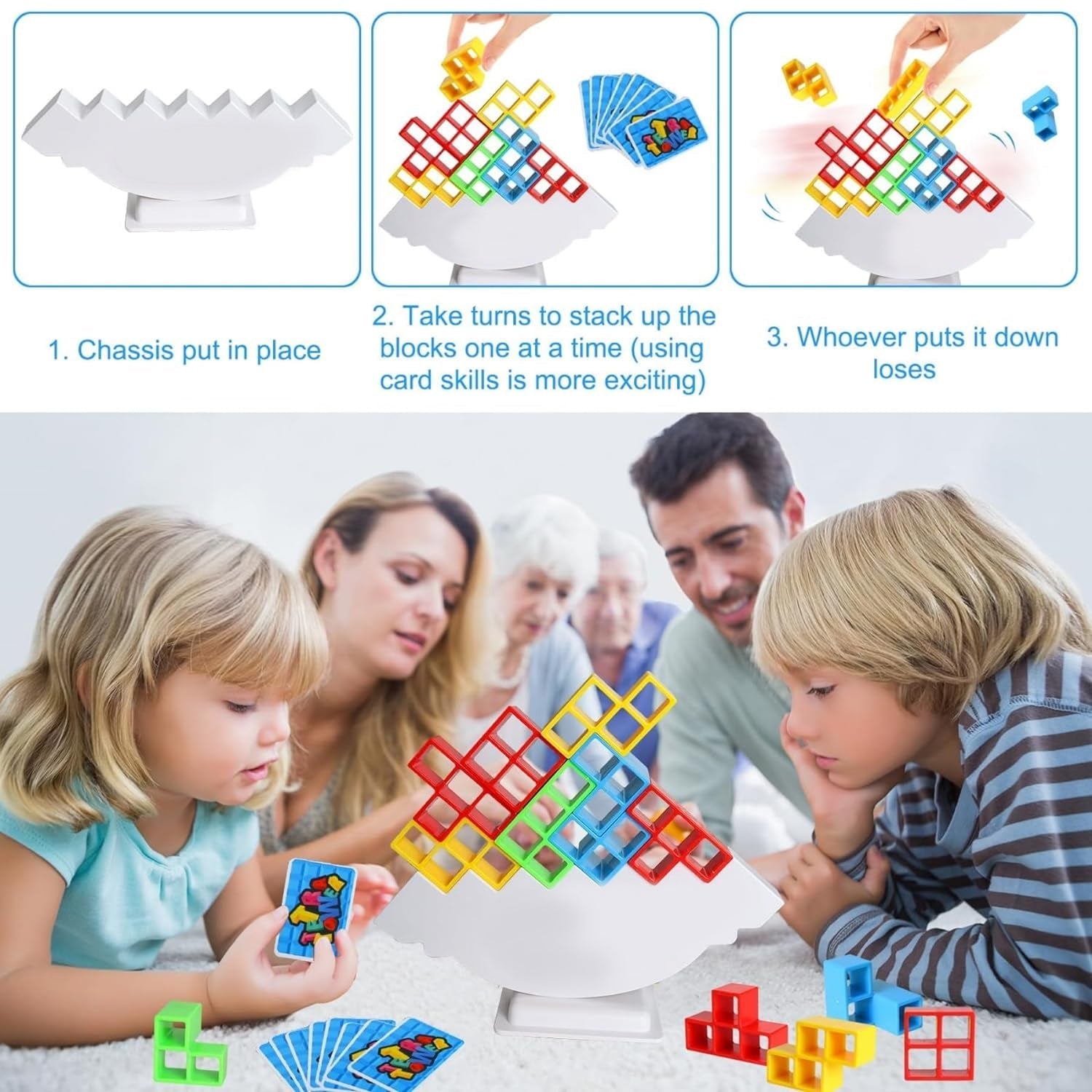 3D Tower Game, Tower Balance Game, Tower Stacking Game Adult Kid Tower Stacking Blocks Balance Game Blocks Building Toys for Kids Age 3+ Years (16 Pcs Set) Your Brand
