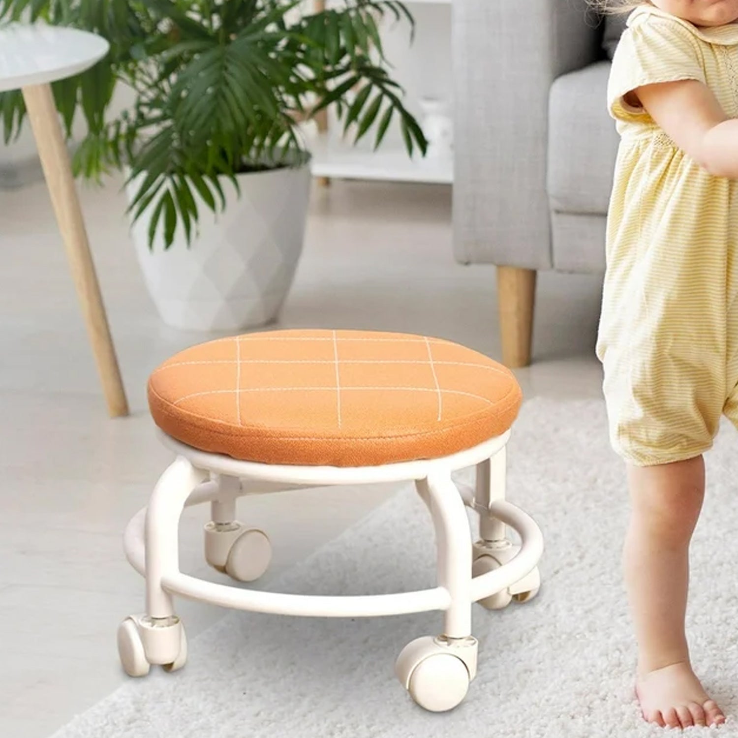 Roller Seat Stool Low Height Rolling Stool Multifunctional Small Household Movable Mini Stool Pulley Wheel Stool for Garage Home Library (1 Pc) Your Brand