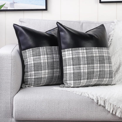 Pillow Covers Cushion Cases Soft Leather and Cotton (23 × 22 Inch / 1 Pair / 2 Pc) Your Brand