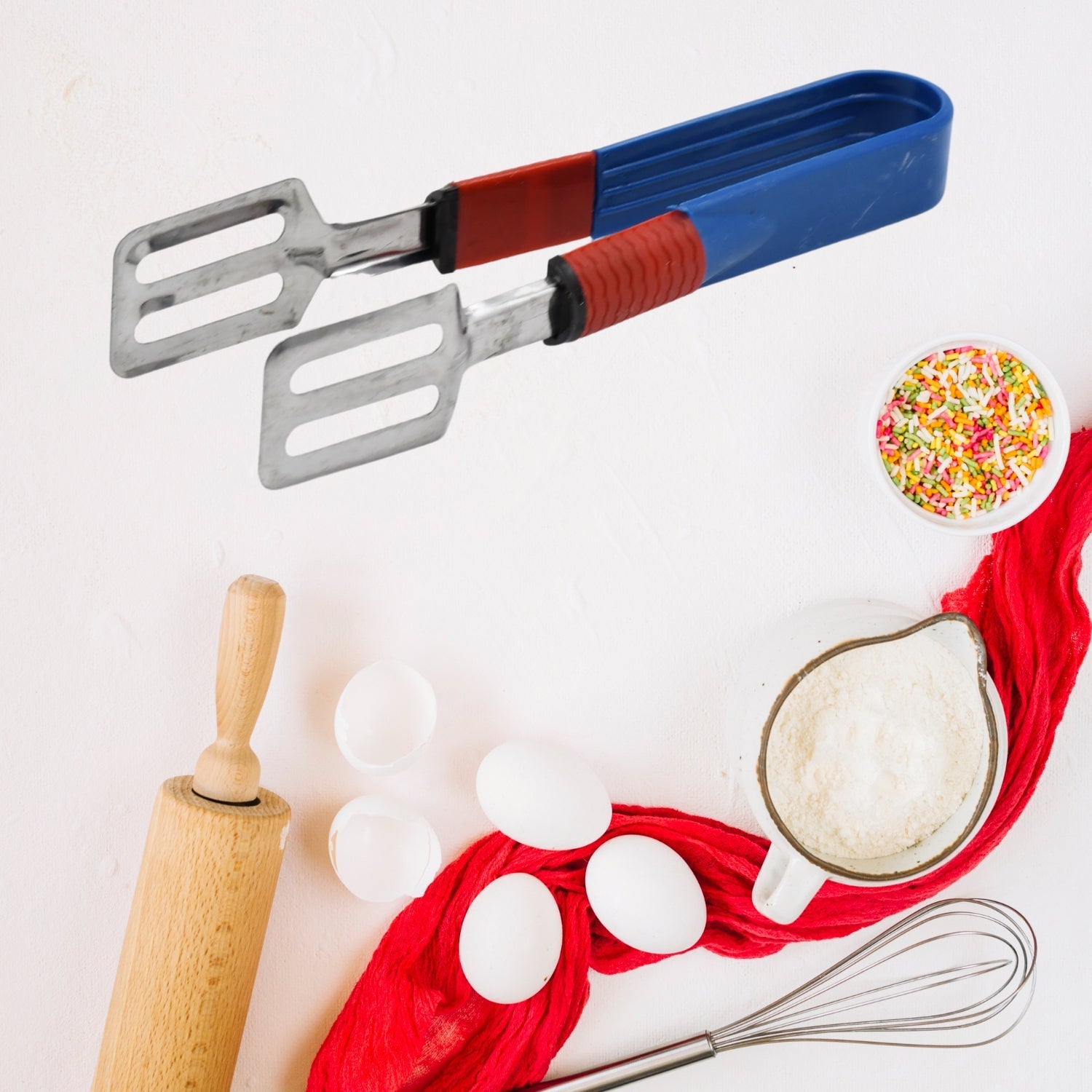 Stainless Steel Multipurpose Utility Tong / Serving Food Tongs / Tong for Kitchen and Bar / Frying, Clipping, Grilling Tong (2 Pcs Set) Your Brand